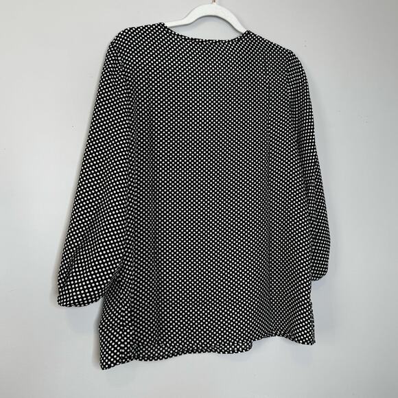 Como Black V-Neck Blouson Sleeve Crepe Blouse Polka Dot NWT Size Medium - Picture 5 of 8